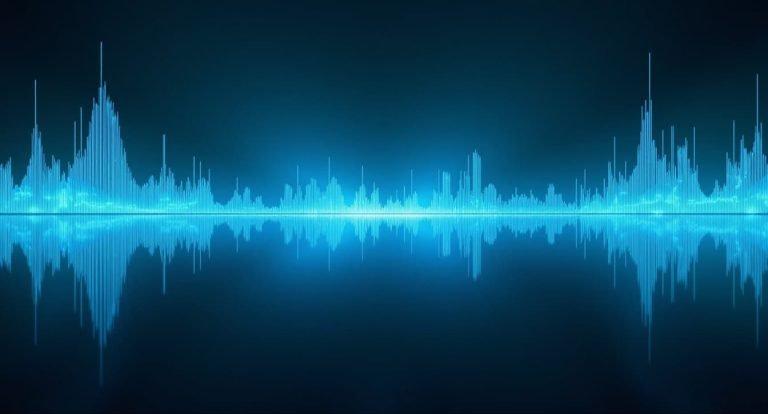 Glowing blue audio waveform visualization, from Undertone Ending Explained