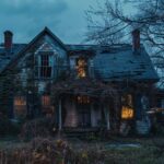 Abandoned overgrown house at dusk with lit windows, setting the eerie tone for House on Eden ending explained