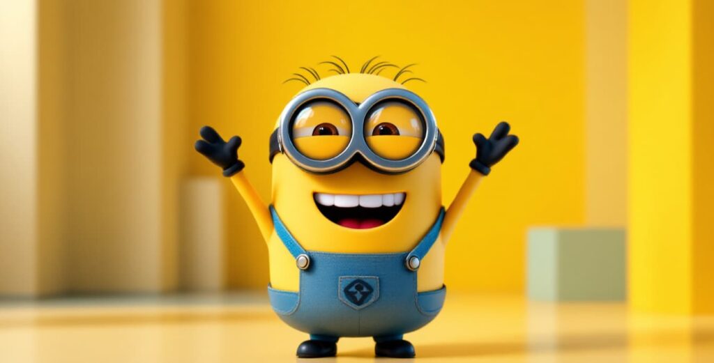 Minions & Monsters digital release date, cheerful Minion celebrating with arms raised