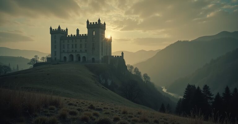 Misty medieval castle silhouetted on a hill at dusk, representing the king's palace in The Uprising ending explained